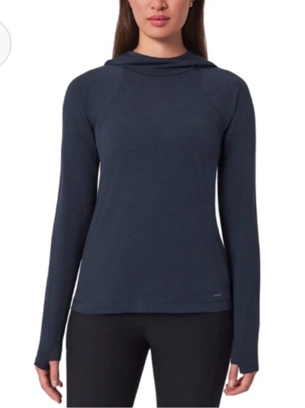 NWT Mondetta Long Sleeve Hooded Top Merino Wool Blend Navy Large
